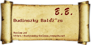 Budinszky Balázs névjegykártya